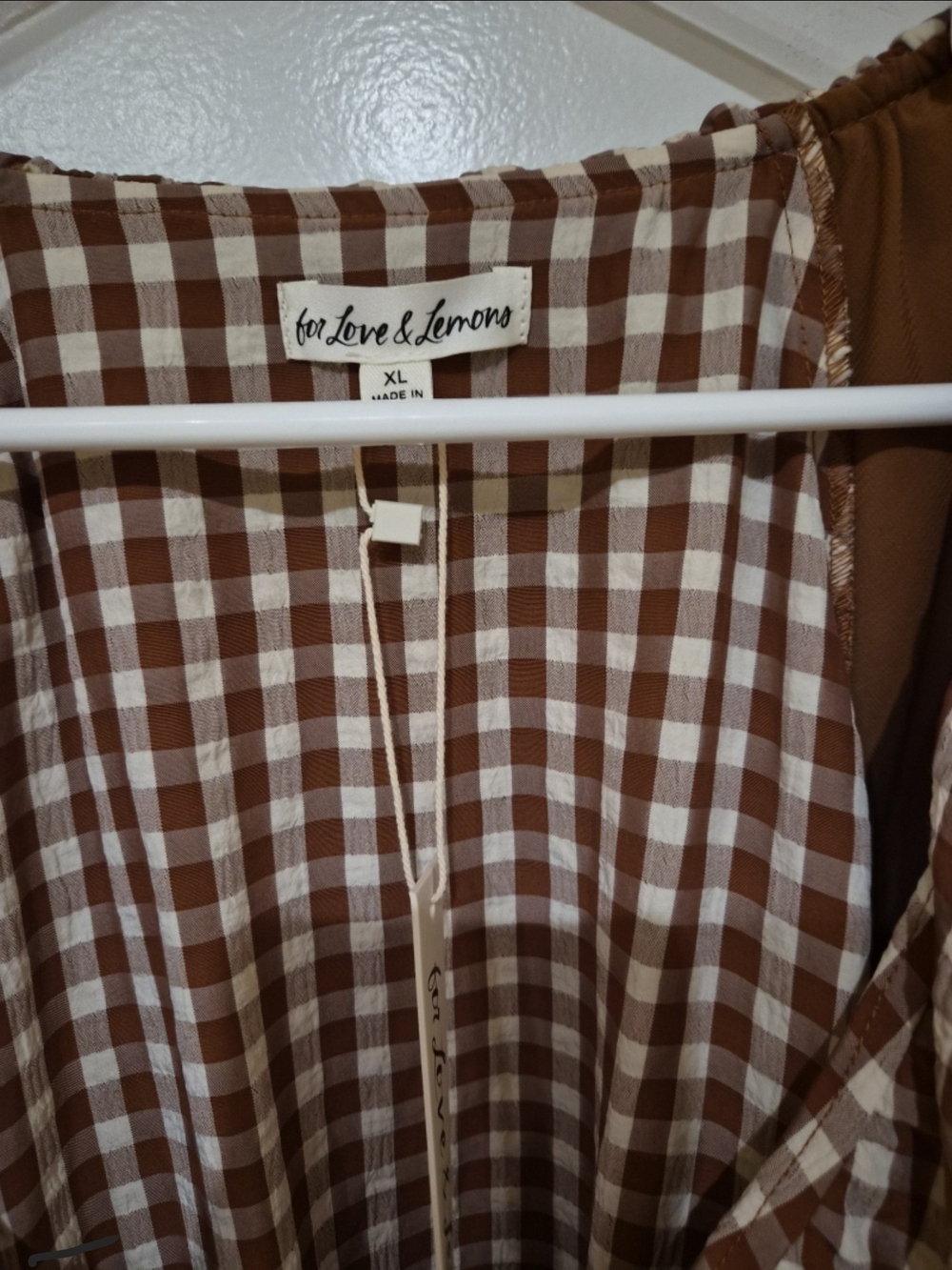NWT For Love & Lemons Gingerbread Gingham Mini Dress - Picture 3 of 3